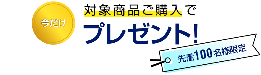 先着100名様限定 今だけ、対象商品ご購入でプレゼント!