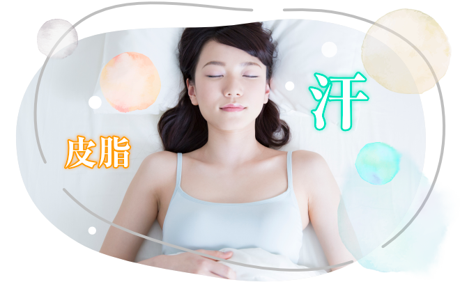 寝具のニオイの原因は、寝ている間にかく汗や皮脂、そしてそれを栄養に増える菌です